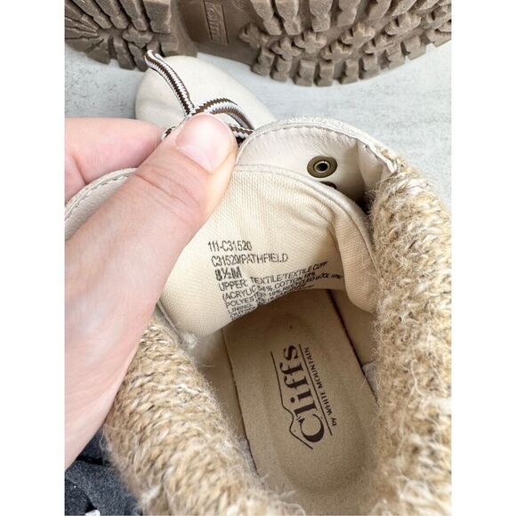 Cliffs by White Mountain Lace Up Boots Womens Size 8.5 Off White Knit Detail - Picture 5 of 6